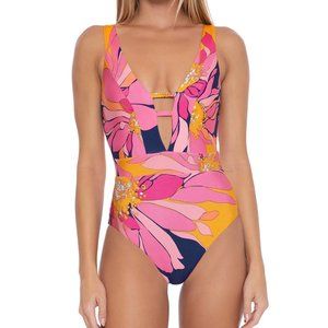 NWT Trina Turk Breeze Hi Leg Plunge  Maillot One-Piece
